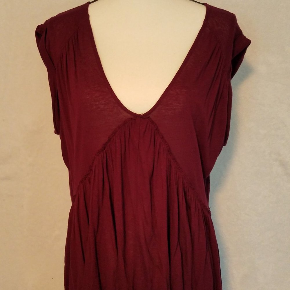 Free People Magenta Short-Sleeve Oversized Top